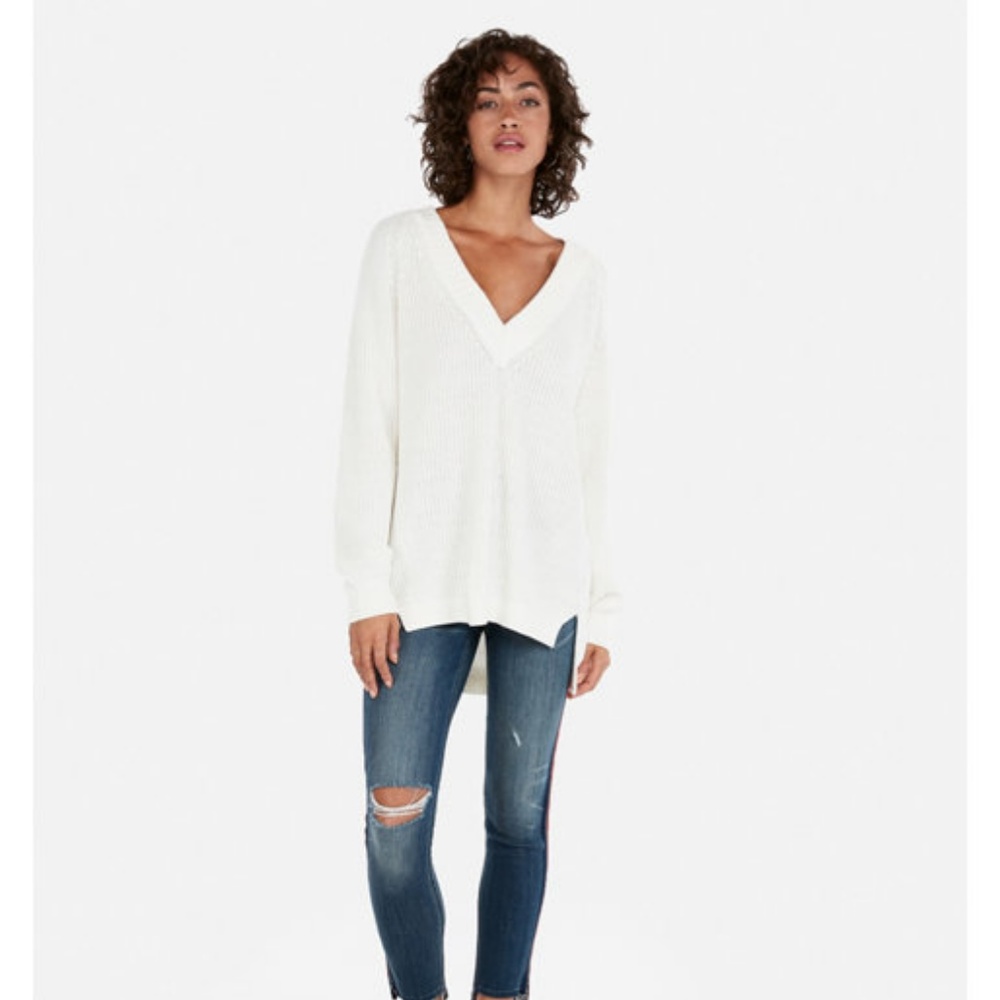 Express Oversized Knit Deep V-Neck Tunic Sweater